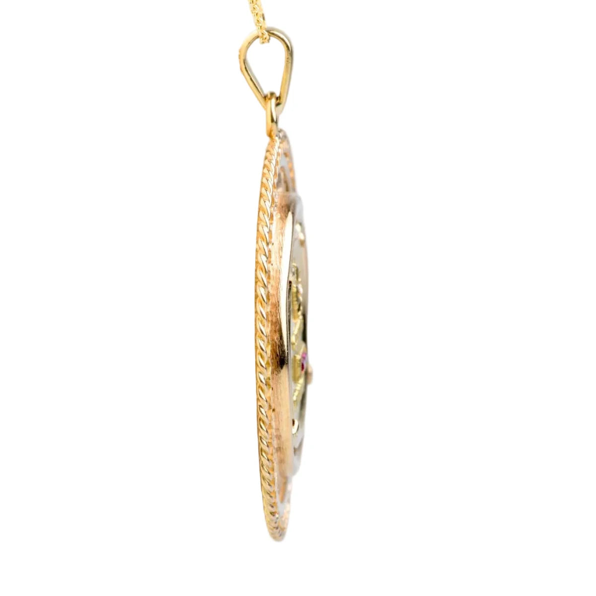 Pendentif AUGIS "+ qu’hier – que demain" en or jaune et rubis - Castafiore