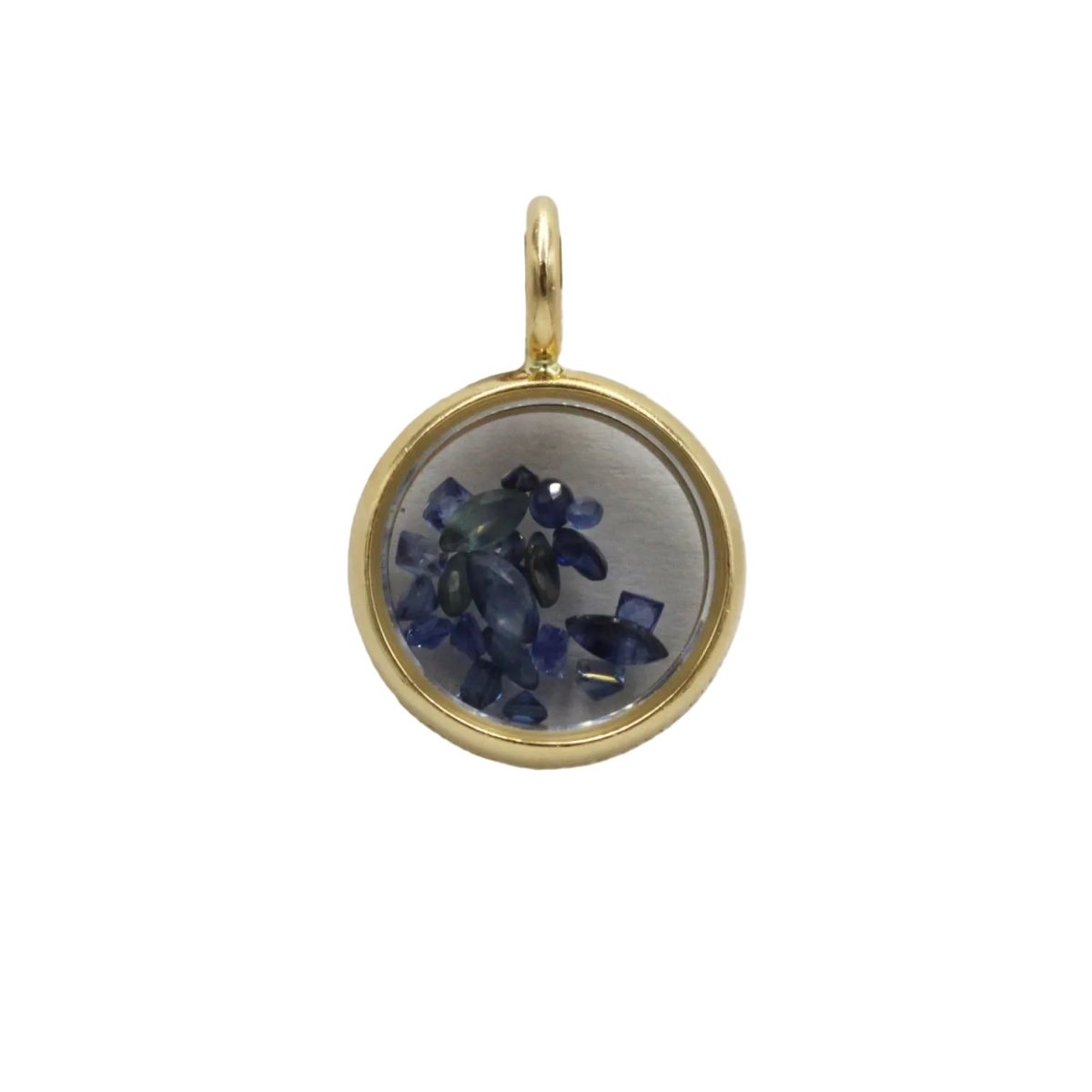 Pendentif AURÉLIE BIDERMANN "Mini Chivor" en or jaune et saphirs - Castafiore