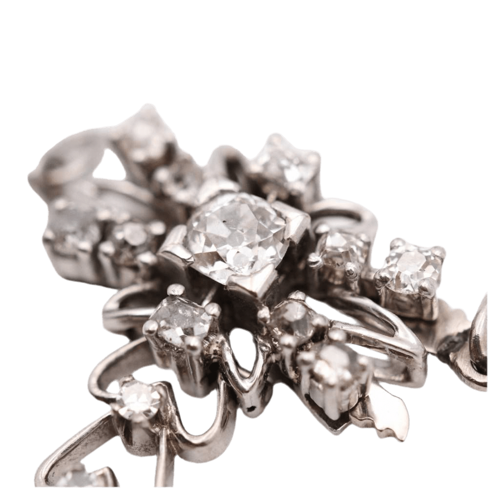 Pendentif Belle Époque en or blanc, perles et diamants - Castafiore