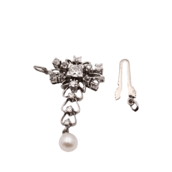 Pendentif Belle Époque en or blanc, perles et diamants - Castafiore