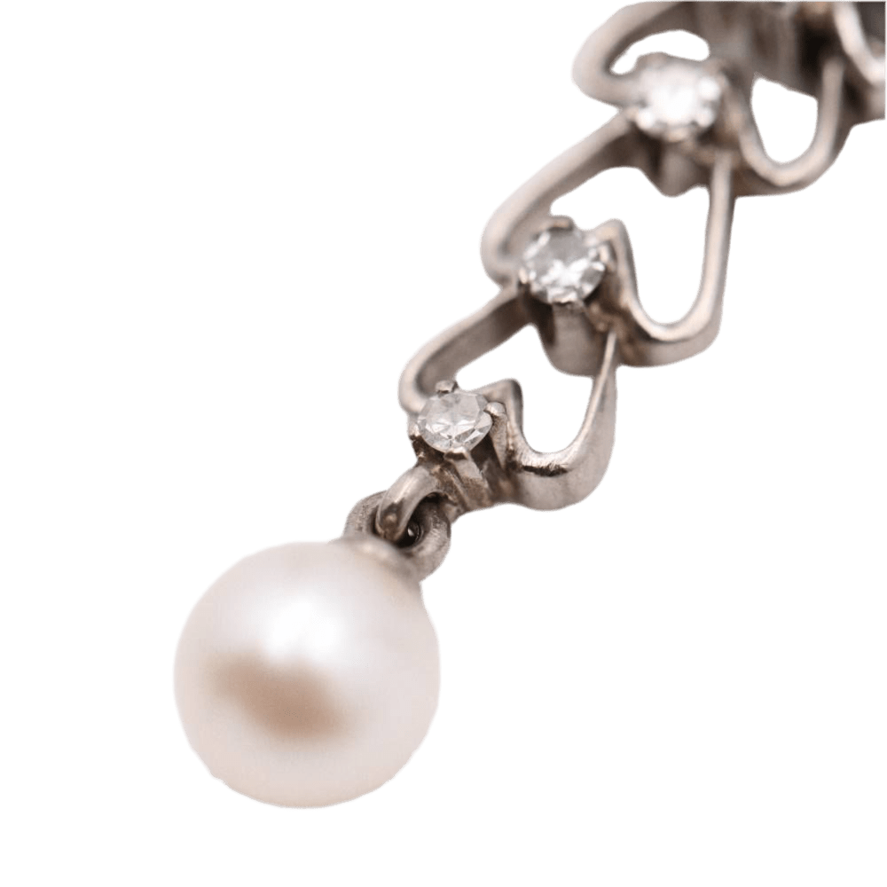 Pendentif Belle Époque en or blanc, perles et diamants - Castafiore