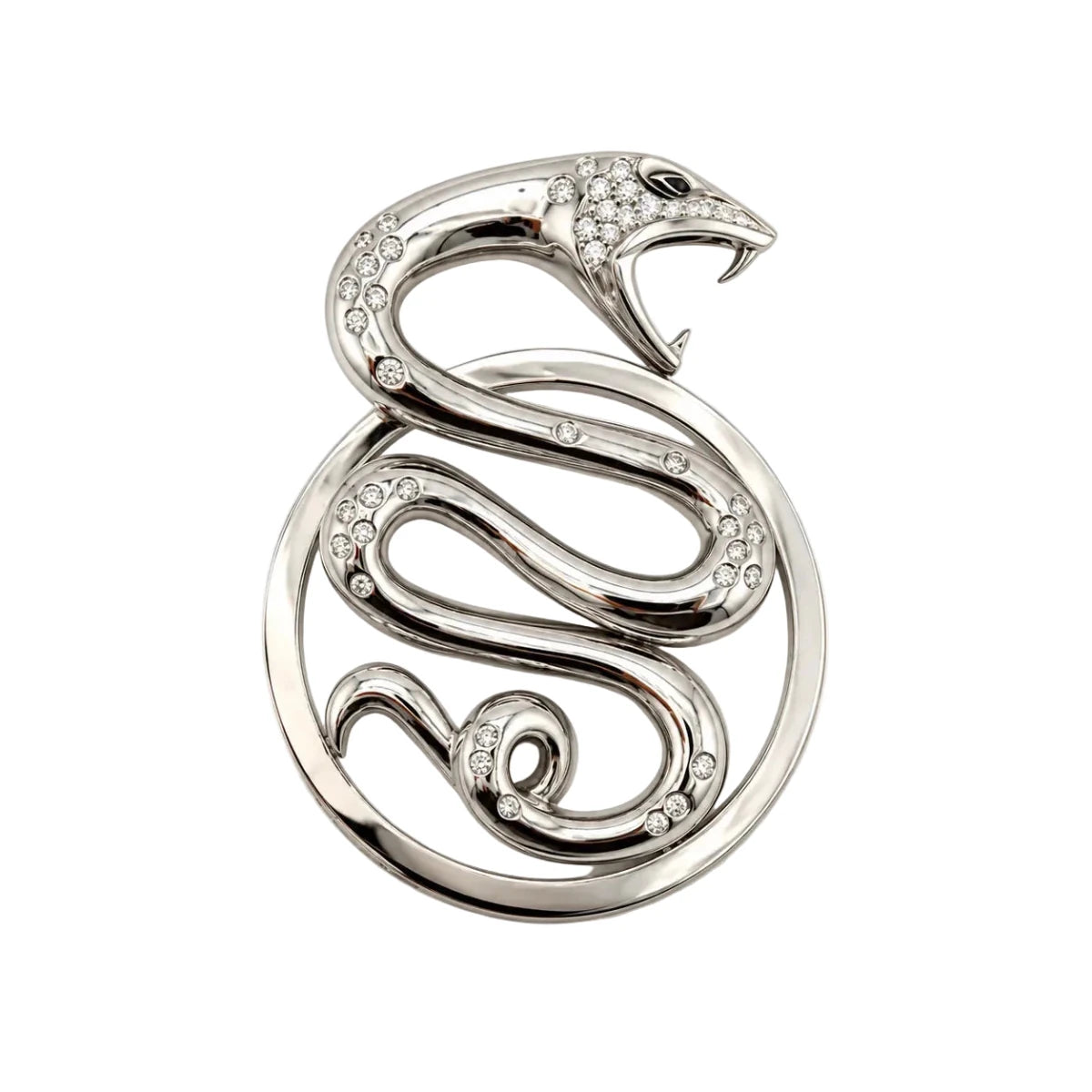 Pendentif BOUCHERON "Trouble Serpent" GM en or blanc et diamants - Castafiore