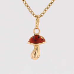 Pendentif breloque champignon en or jaune et émail - Castafiore