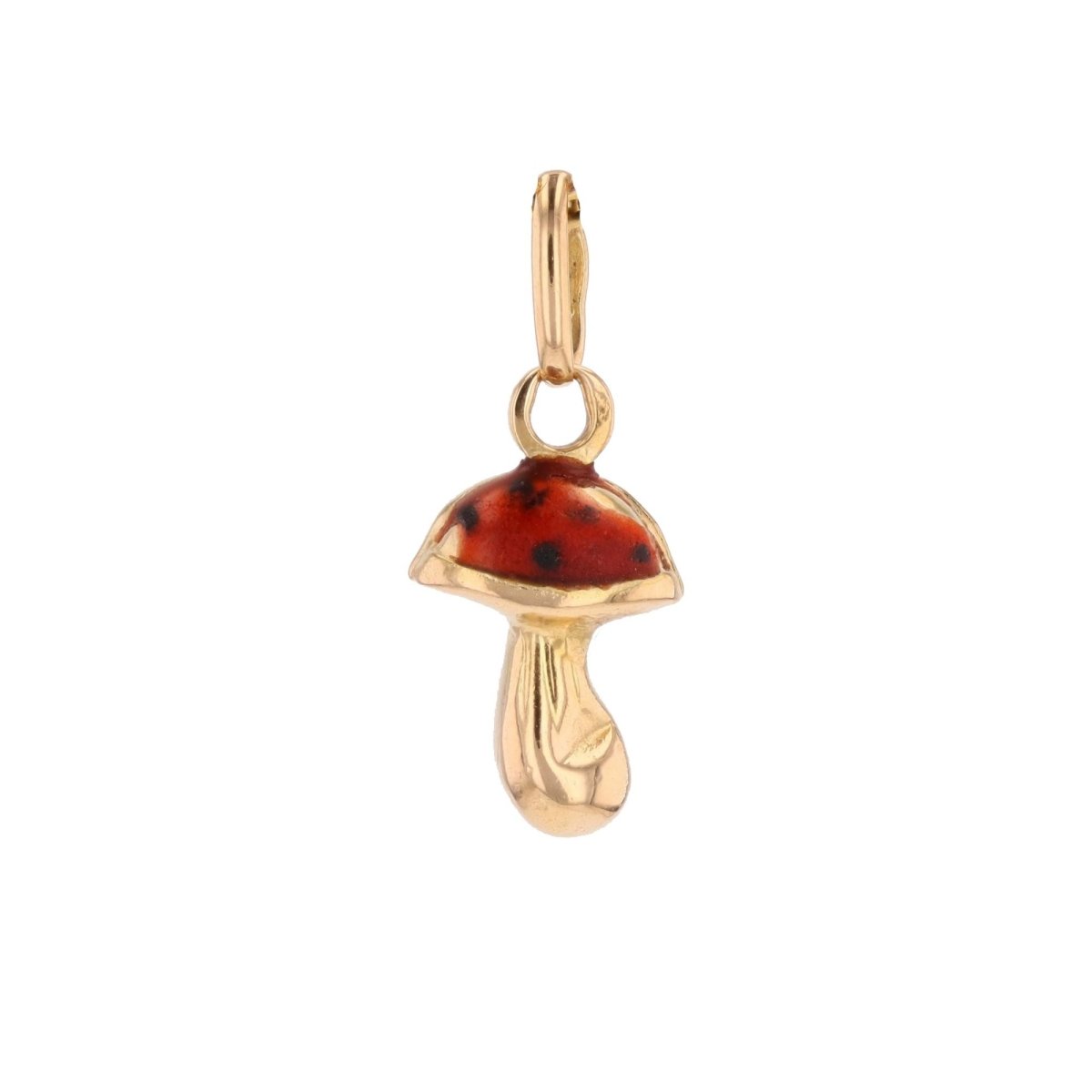 Pendentif breloque champignon en or jaune et émail - Castafiore
