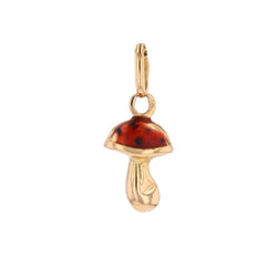Pendentif breloque champignon en or jaune et émail - Castafiore