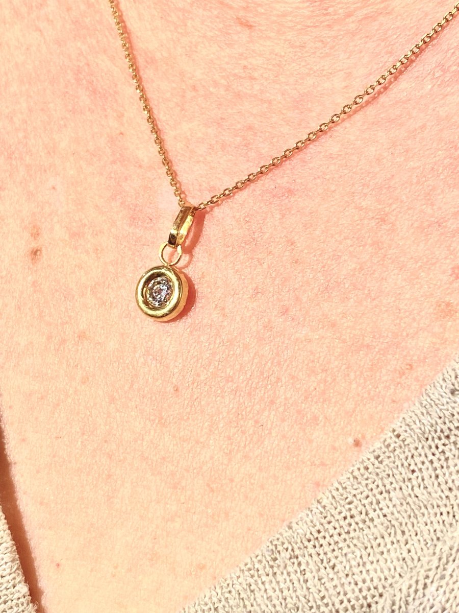 Pendentif Brillant en Or jaune et Diamant - Castafiore