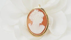 Pendentif - broche ancien en or jaune et camée - Castafiore