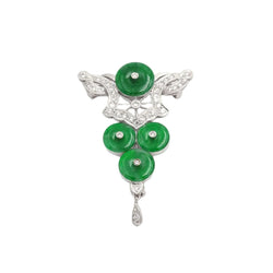 Pendentif broche jade et diamants en or - Castafiore