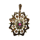 Pendentif - Broche Napoléon III,trois ors, grenat et diamant - Castafiore