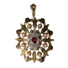 Pendentif - Broche Napoléon III,trois ors, grenat et diamant - Castafiore