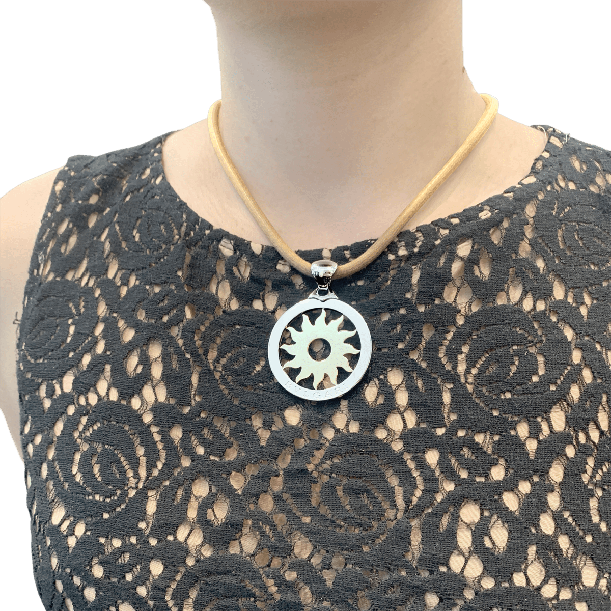 Pendentif BULGARI "Tondo Sun" en or jaune et acier - Castafiore