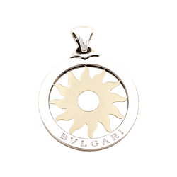Pendentif BULGARI "Tondo Sun" en or jaune et acier - Castafiore