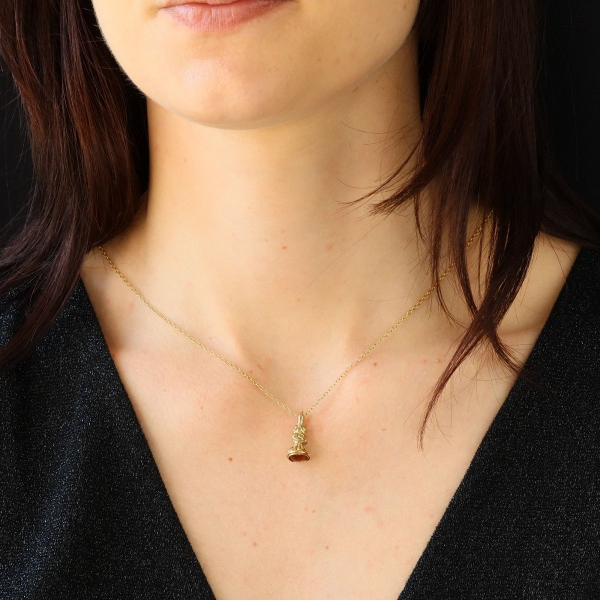Pendentif cachet en or jaune et verre - Castafiore