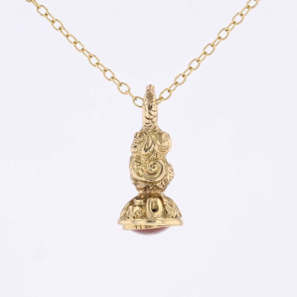 Pendentif cachet en or jaune et verre - Castafiore