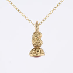 Pendentif cachet en or jaune et verre - Castafiore