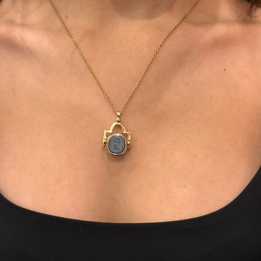 Pendentif Cachet Or Et Agate - Castafiore