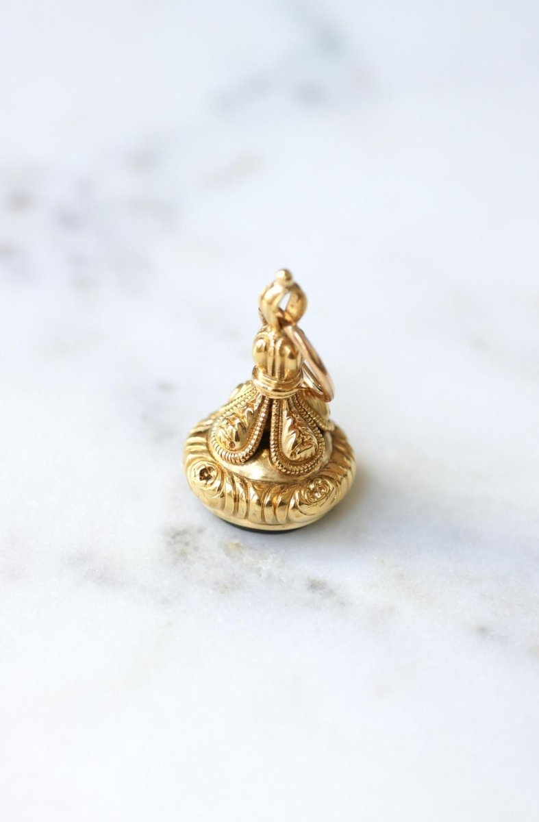 Pendentif Cachet Or Jaune et Jaspe Sanguin - Castafiore