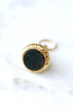 Pendentif Cachet Or Jaune et Jaspe Sanguin - Castafiore