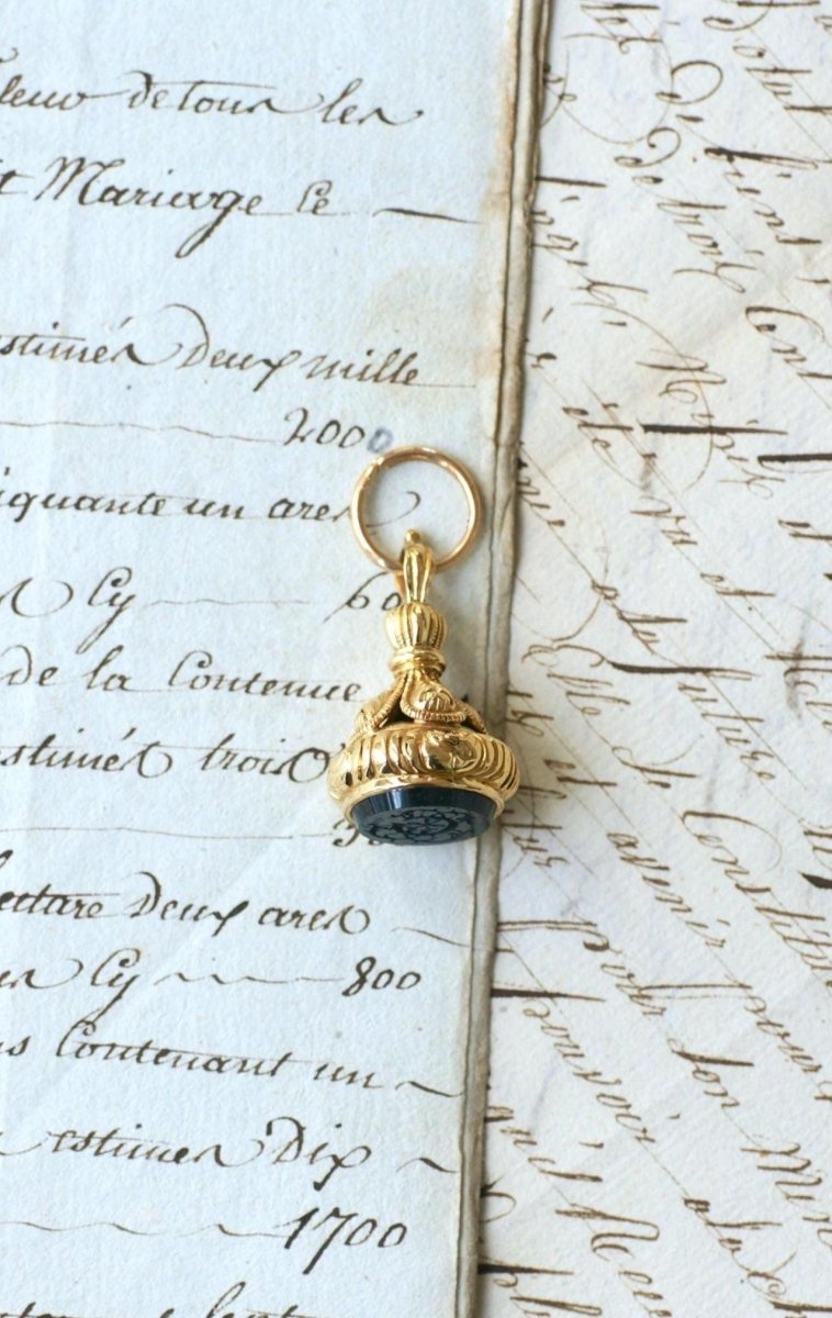 Pendentif Cachet Or Jaune et Jaspe Sanguin - Castafiore