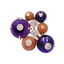 Pendentif CARTIER Délices de Goa en or jaune améthystes corail et diamants - Castafiore