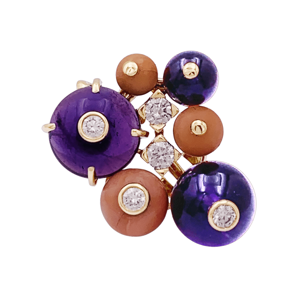 Pendentif CARTIER Délices de Goa en or jaune améthystes corail et diamants - Castafiore