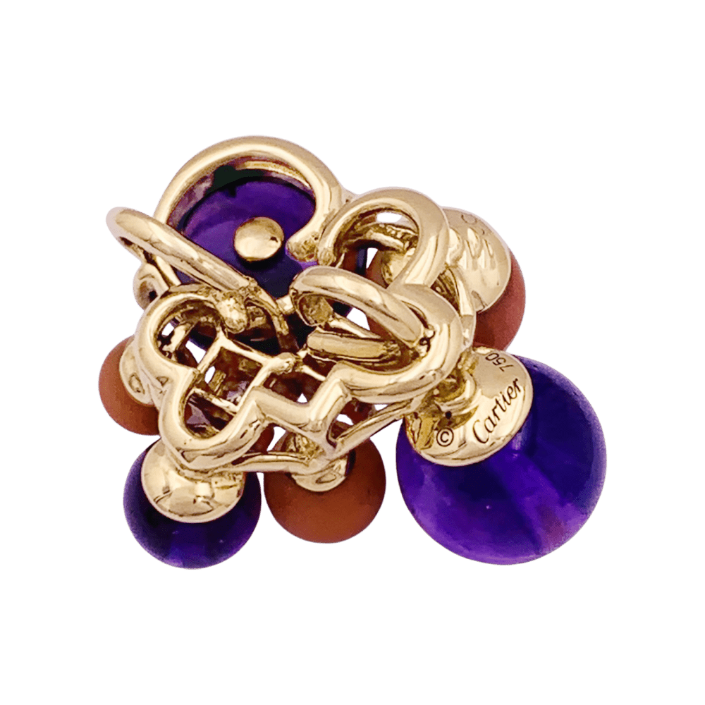 Pendentif CARTIER Délices de Goa en or jaune améthystes corail et diamants - Castafiore