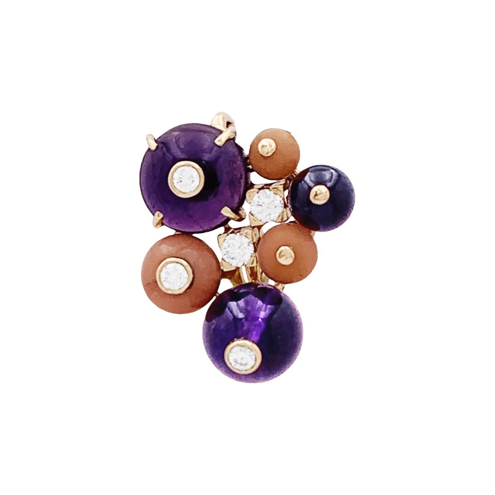 Pendentif CARTIER Délices de Goa en or jaune améthystes corail et diamants - Castafiore