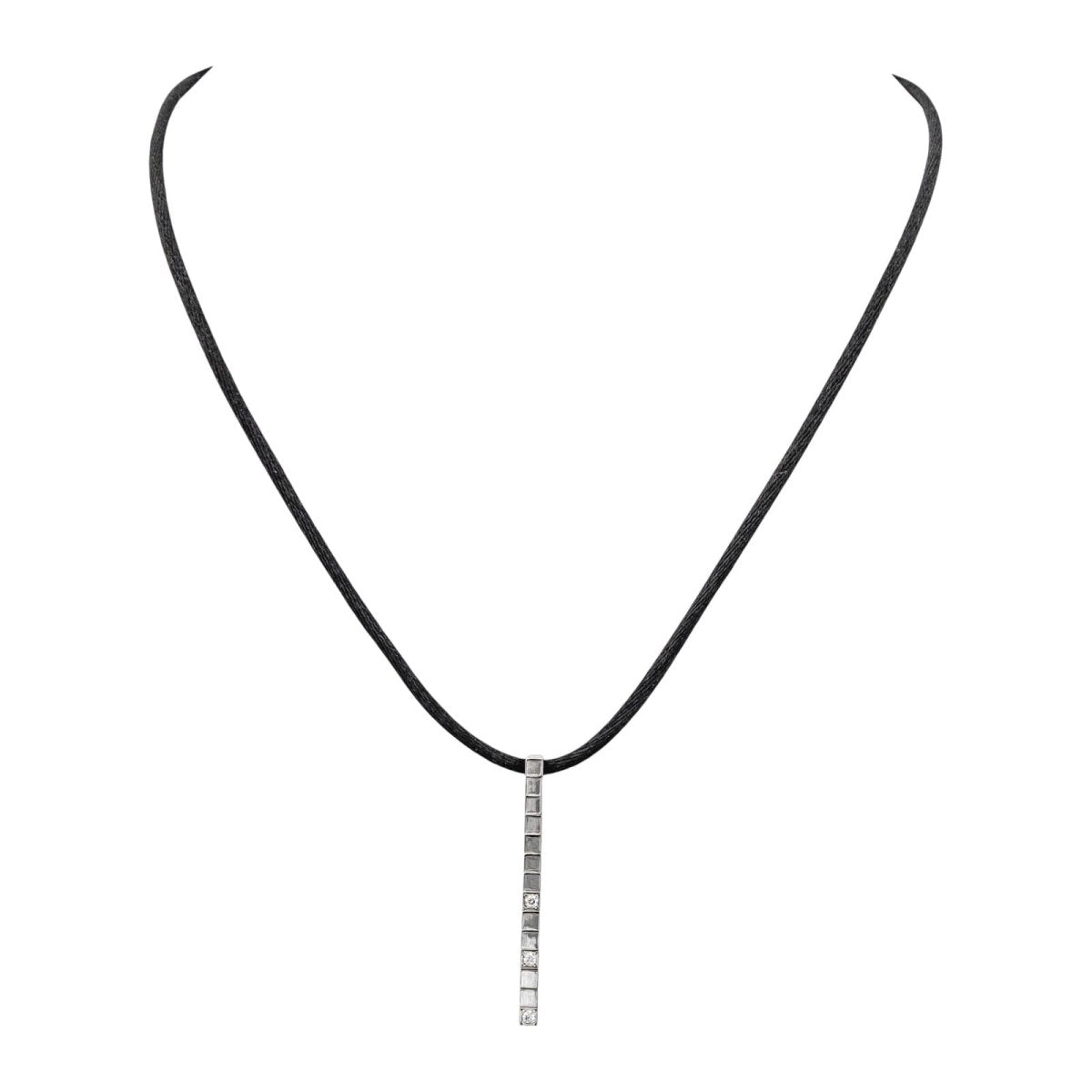 Pendentif CARTIER "Lanière" en or blanc et diamants - Castafiore