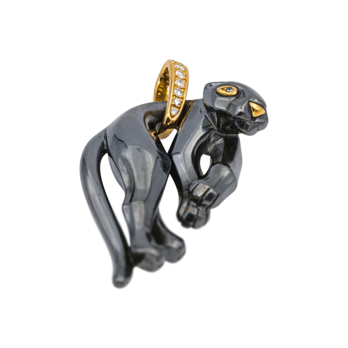 Pendentif CARTIER "Panthère" en or jaune, argent et diamants - Castafiore