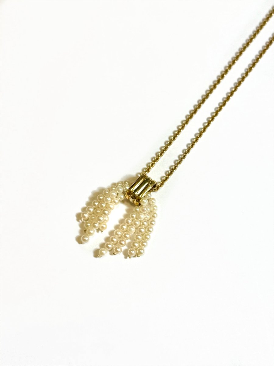 Pendentif CARTIER pompon en or jaune, or blanc, or rose et perles - Castafiore