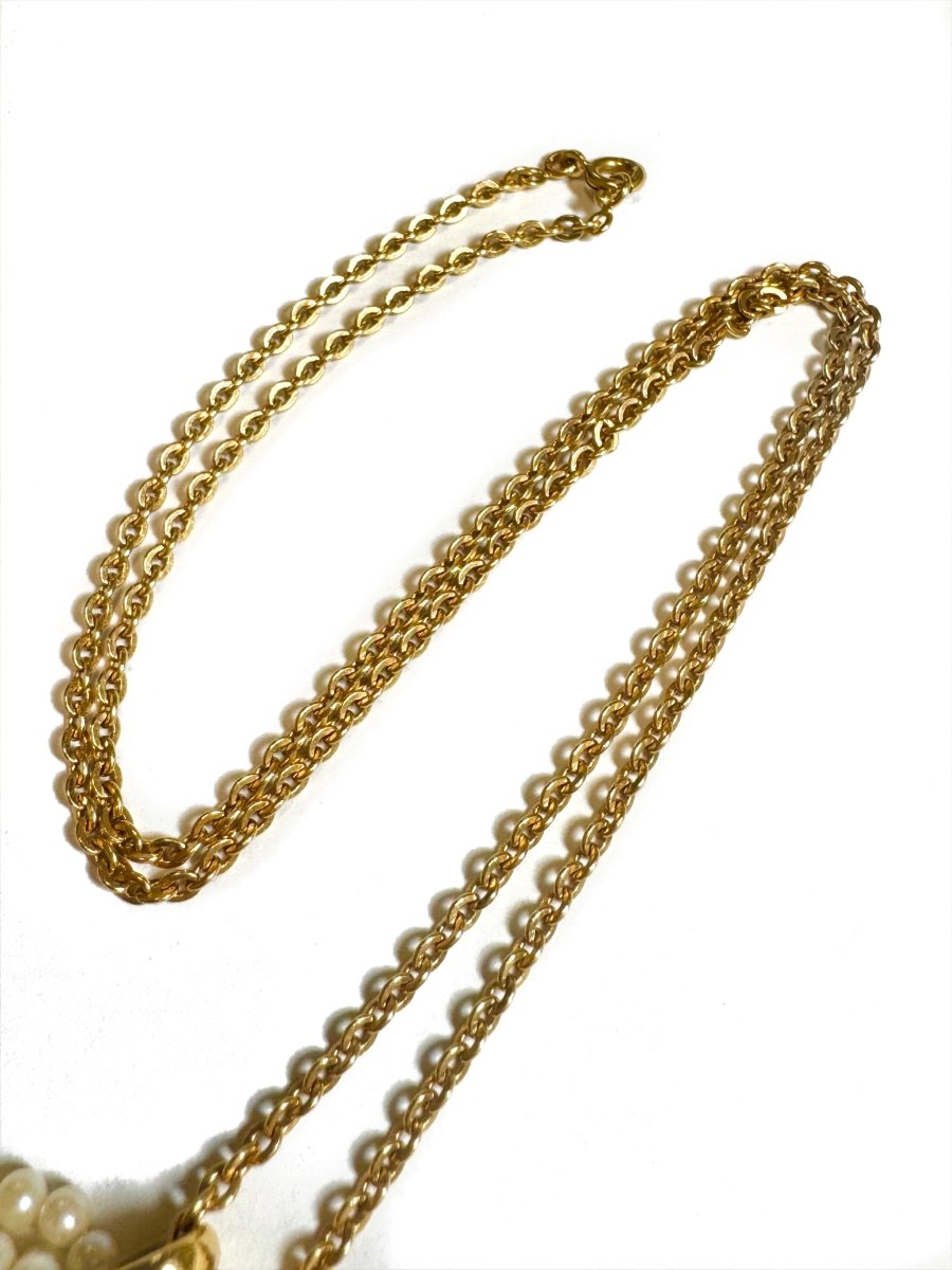 Pendentif CARTIER pompon en or jaune, or blanc, or rose et perles - Castafiore