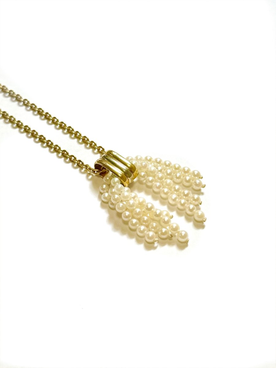 Pendentif CARTIER pompon en or jaune, or blanc, or rose et perles - Castafiore
