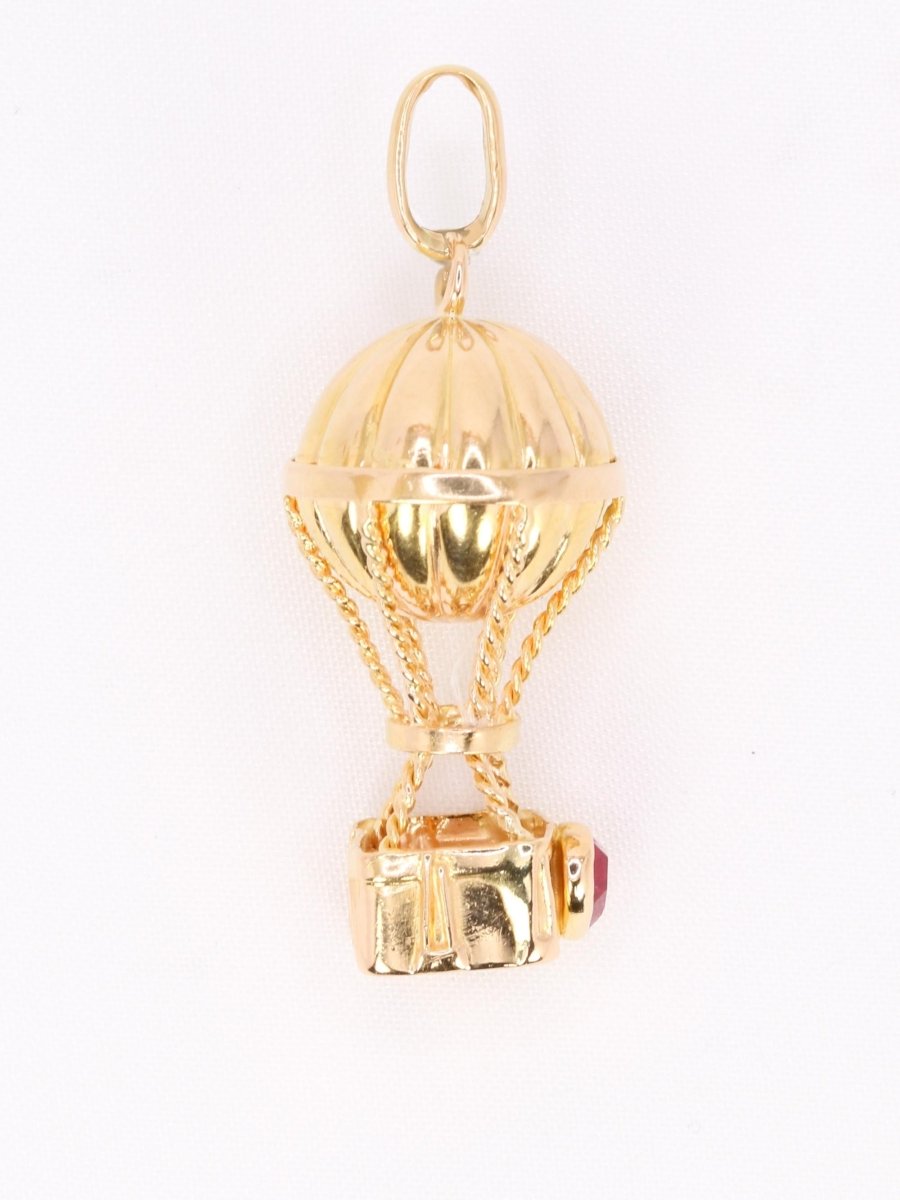 Pendentif charms montgolfière or jaune - Castafiore