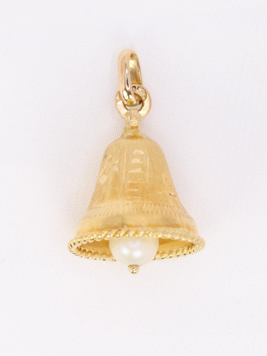 Pendentif charms vintage cloche or jaune perle - Castafiore