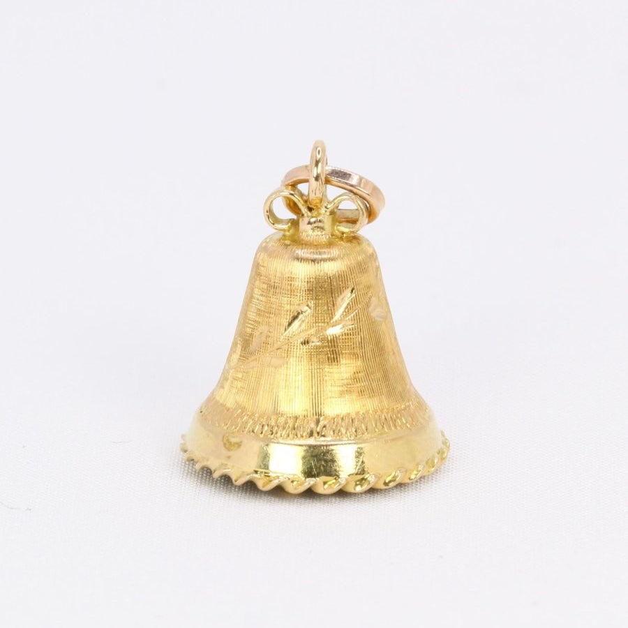 Pendentif charms vintage cloche or jaune pierre bleue - Castafiore