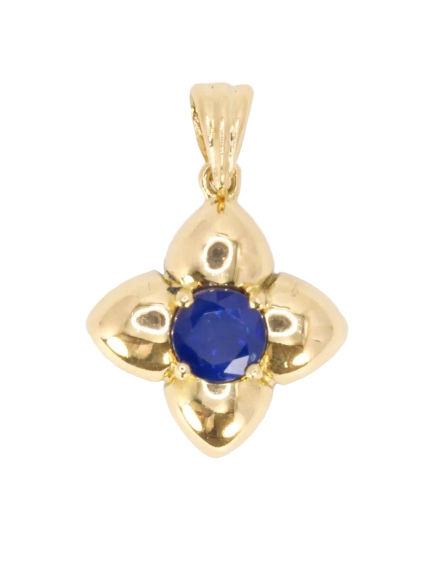 Pendentif charms vintage fleur or jaune saphir - Castafiore