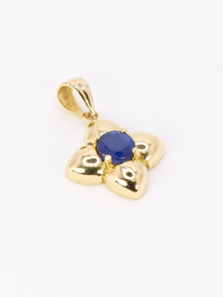 Pendentif charms vintage fleur or jaune saphir - Castafiore