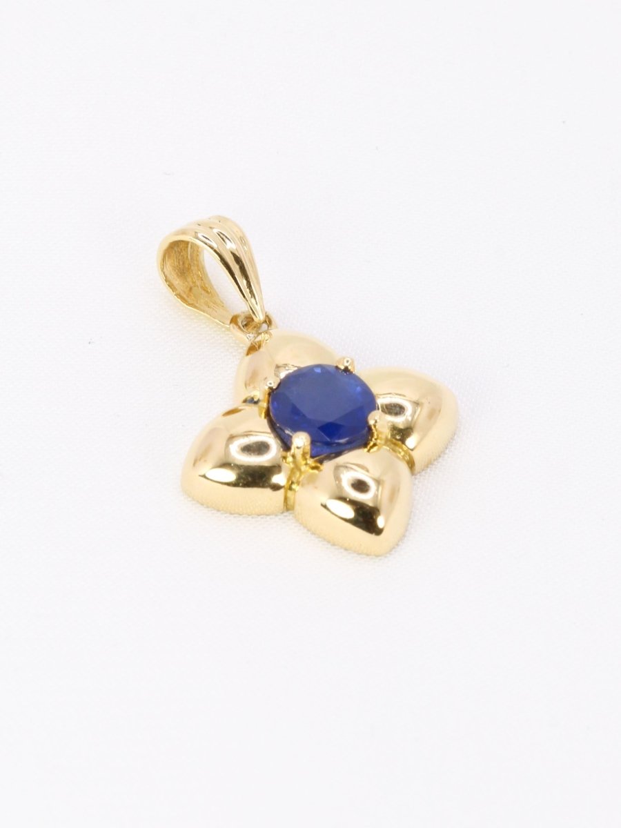 Pendentif charms vintage fleur or jaune saphir - Castafiore