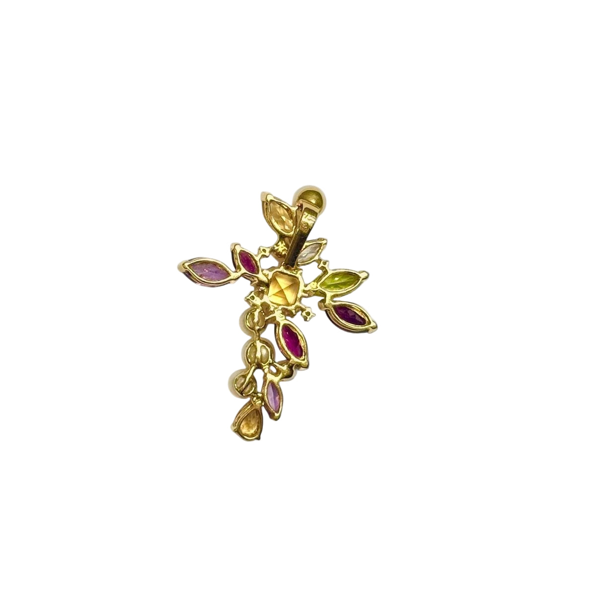 Pendentif CHRISTIAN LACROIX Croix multigemmes en or jaune - Castafiore