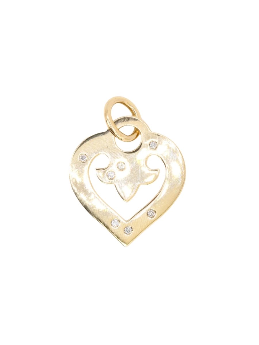 Pendentif coeur OJ PERRIN en or jaune et diamant - Castafiore