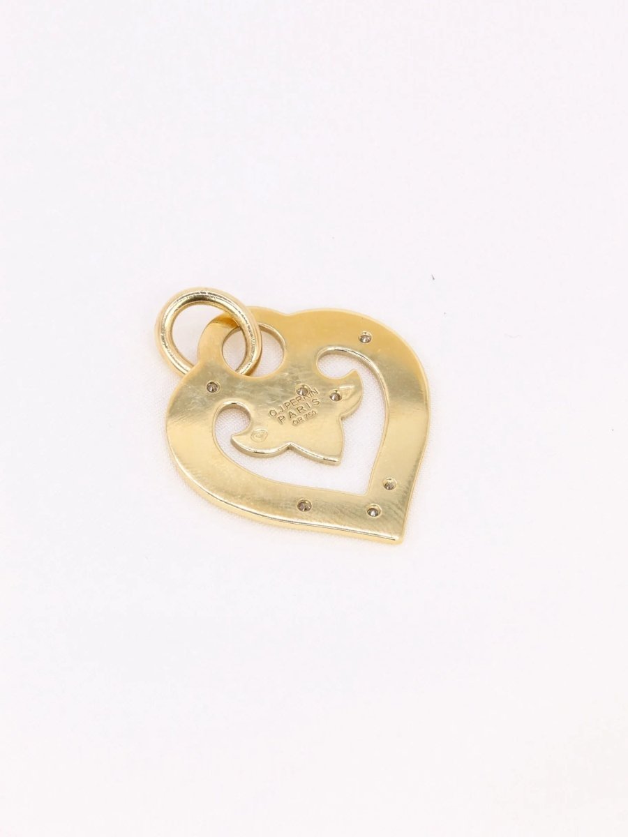 Pendentif coeur OJ Perrin or jaune diamants - Castafiore