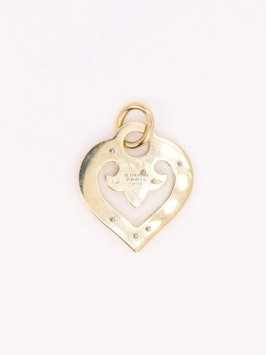 Pendentif coeur OJ Perrin or jaune diamants - Castafiore