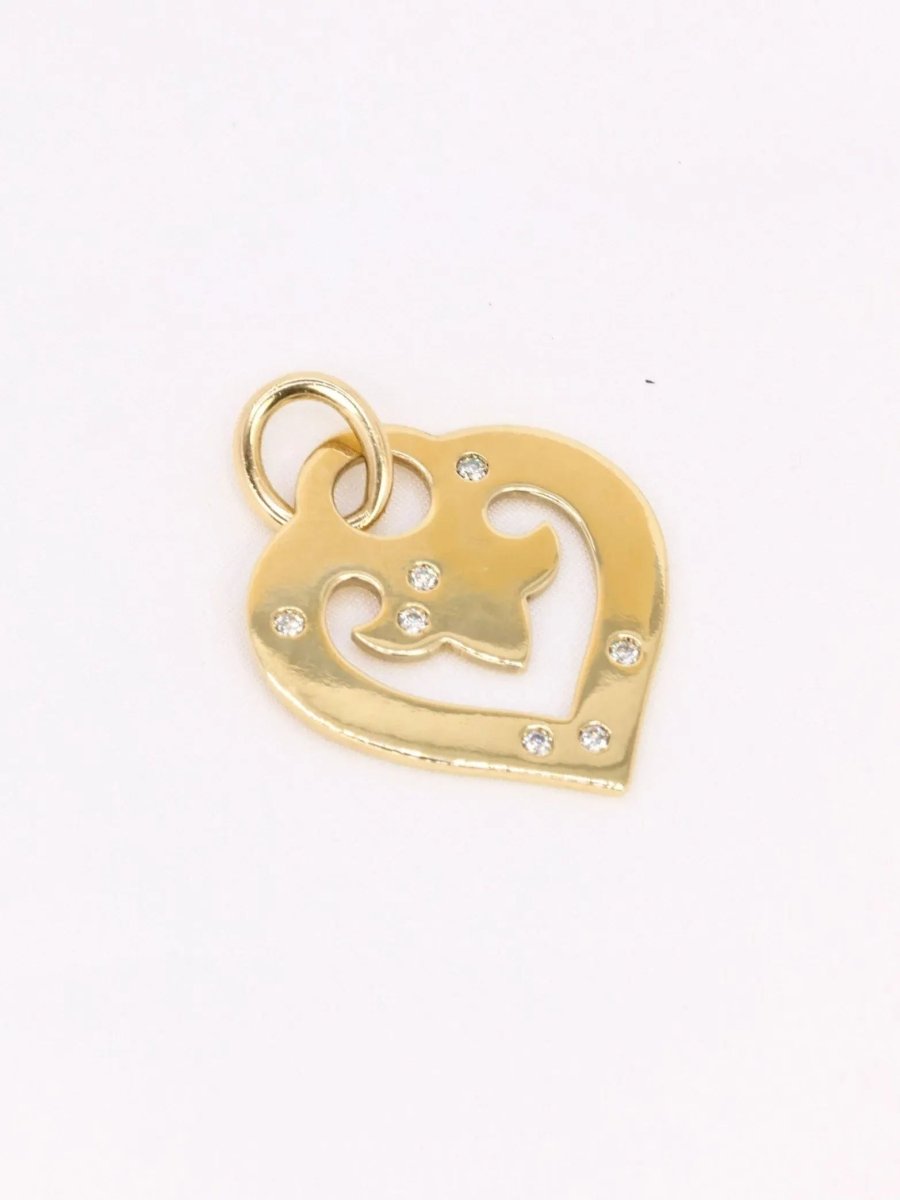 Pendentif coeur OJ Perrin or jaune diamants - Castafiore