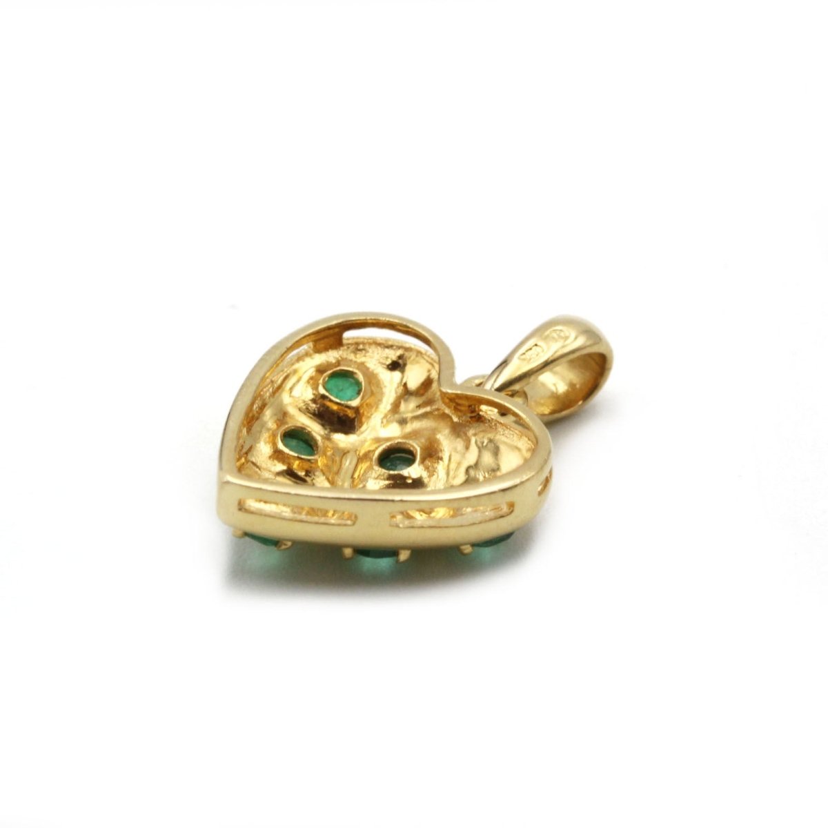 Pendentif Coeur - Or jaune et émeraudes - Castafiore