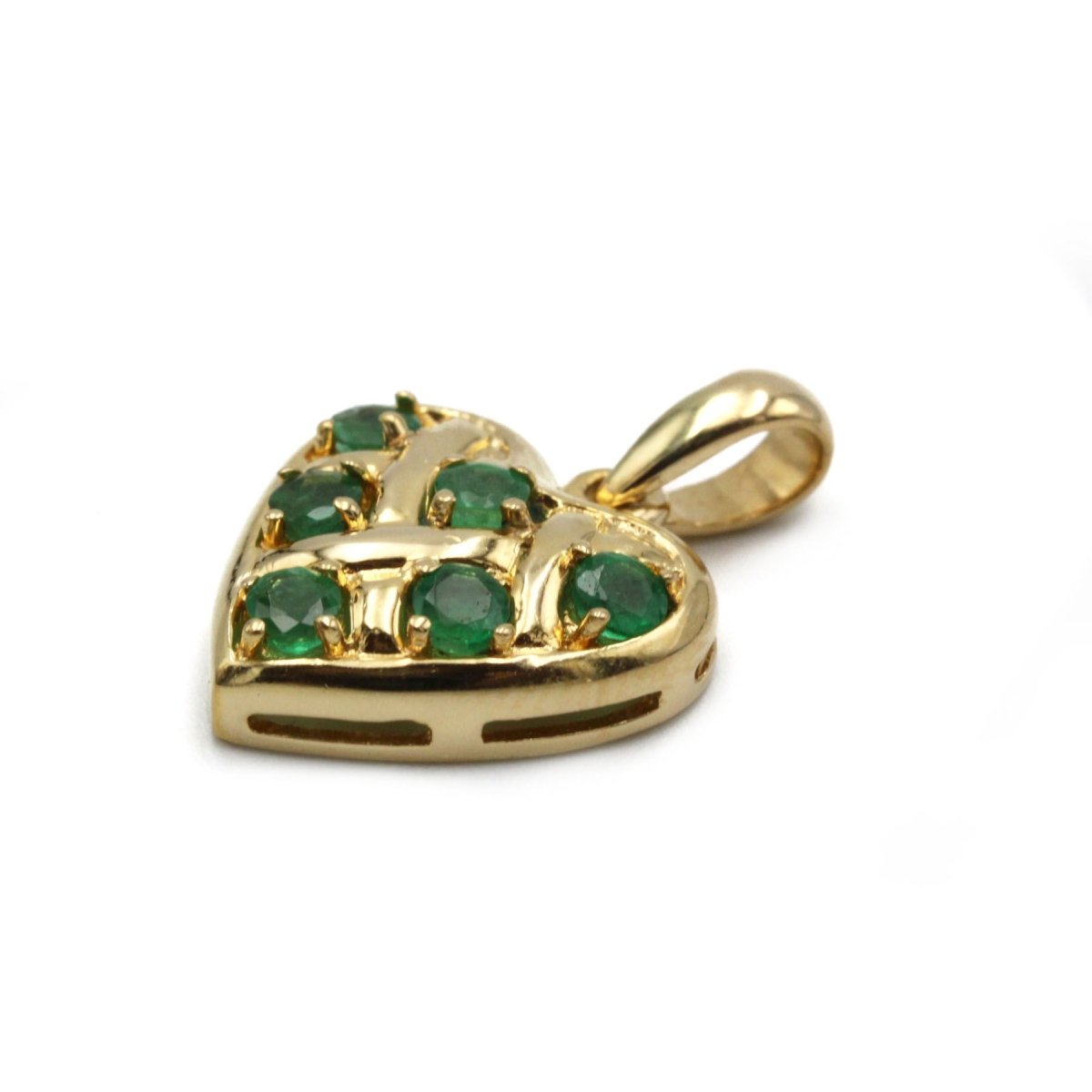 Pendentif Coeur - Or jaune et émeraudes - Castafiore