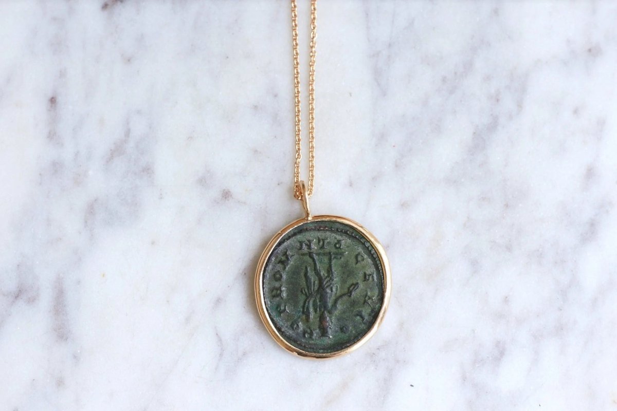 Pendentif collier pièce romaine Maximien Hercule - Castafiore