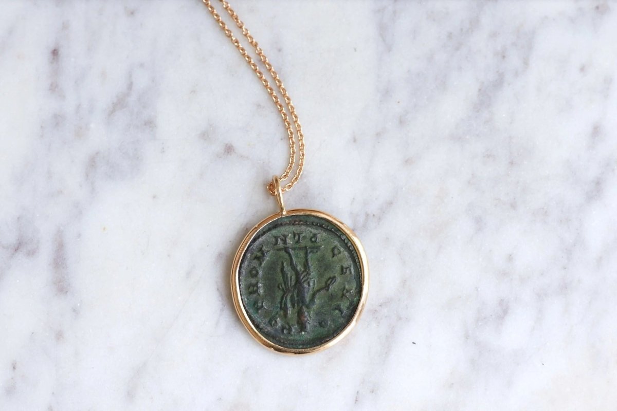 Pendentif collier pièce romaine Maximien Hercule - Castafiore