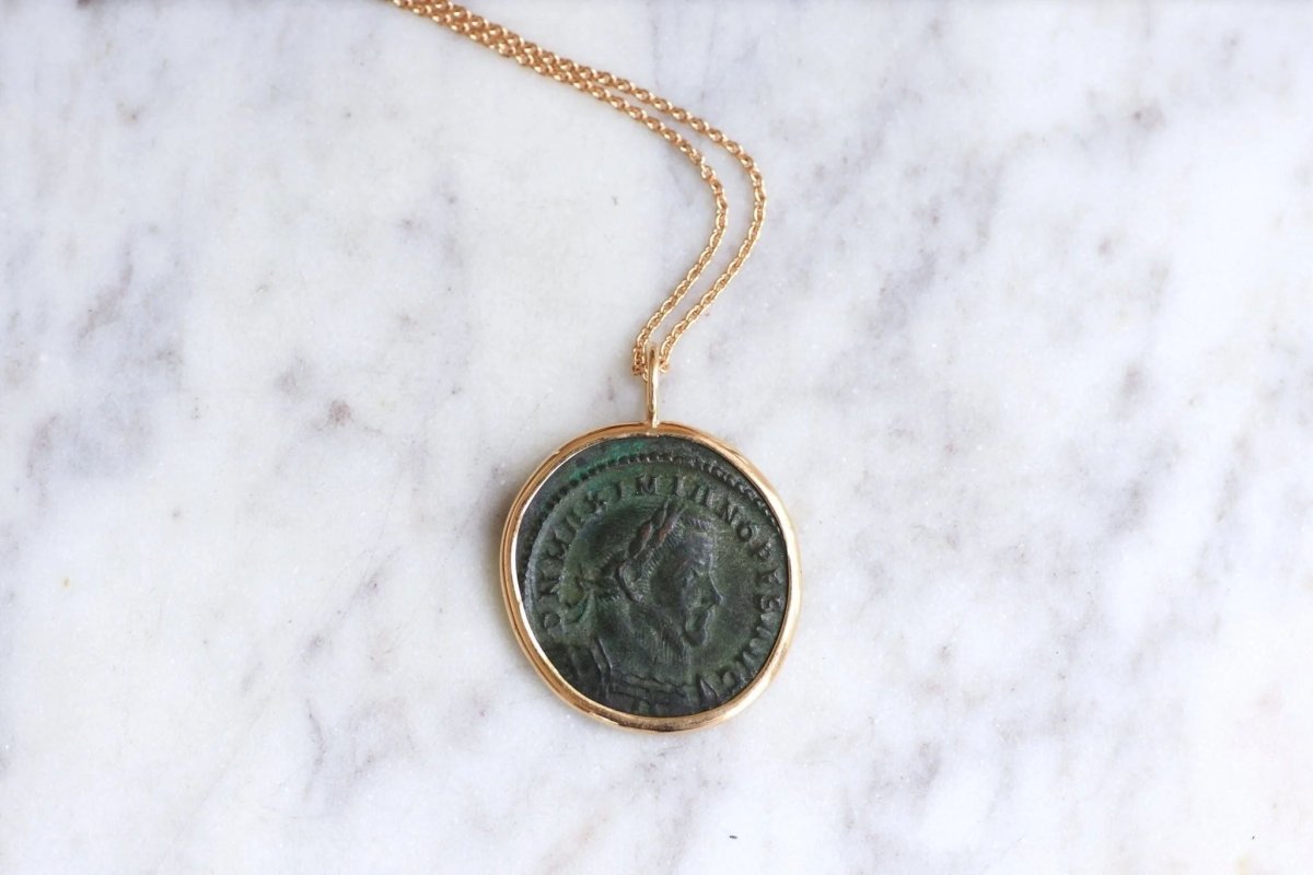 Pendentif collier pièce romaine Maximien Hercule - Castafiore