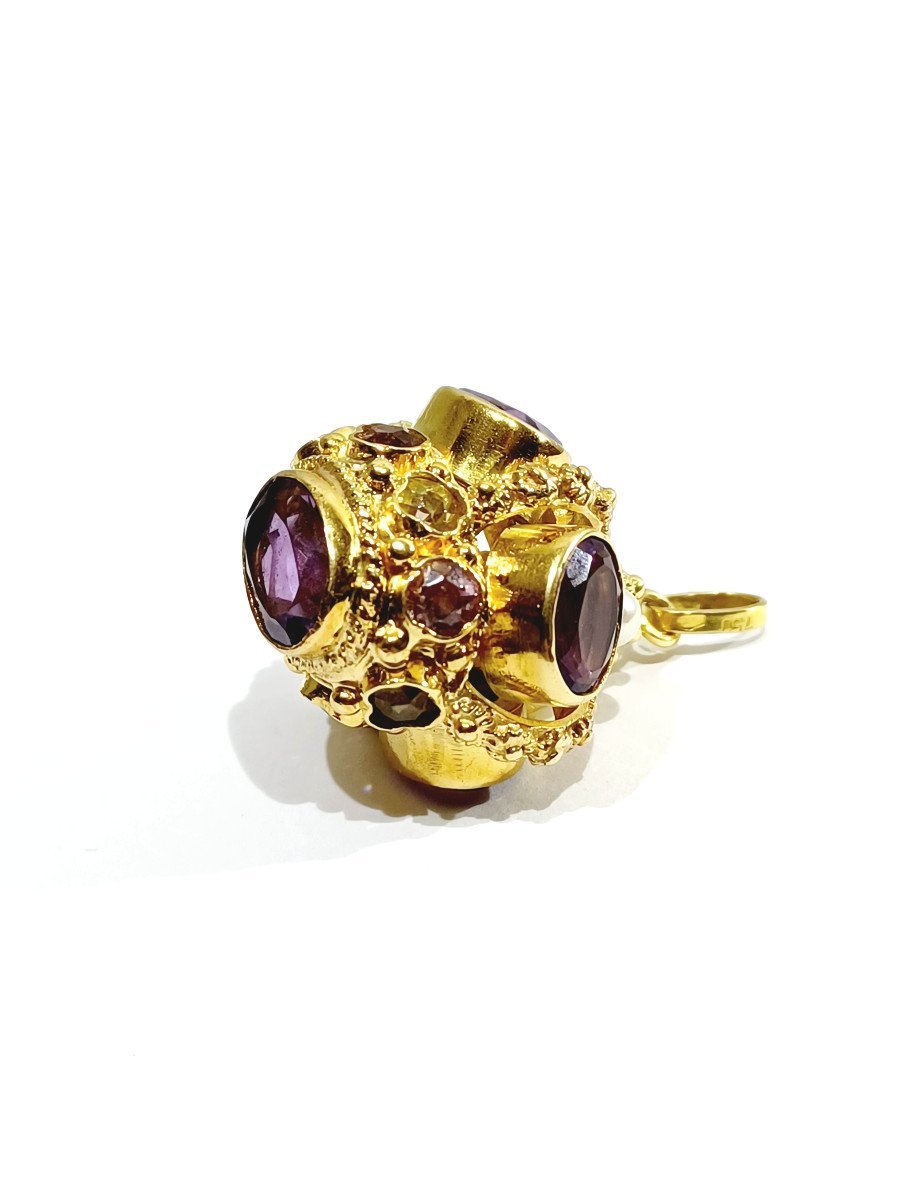 Pendentif Couronne Or Améthyste Citrine - Castafiore