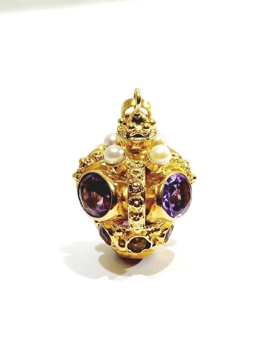 Pendentif Couronne Or Améthyste Citrine - Castafiore